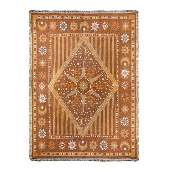 Celestial Sun Bohemian, Jacquard Blanket | Fine Woven | Spiritual, Astrology - Picture 1 of 5